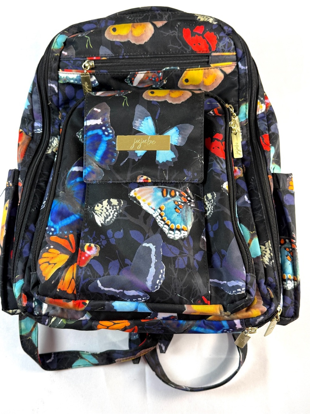 JuJuBe Butterfly Diaper Bag Backpack Changing Pad Multicolor Floral Black